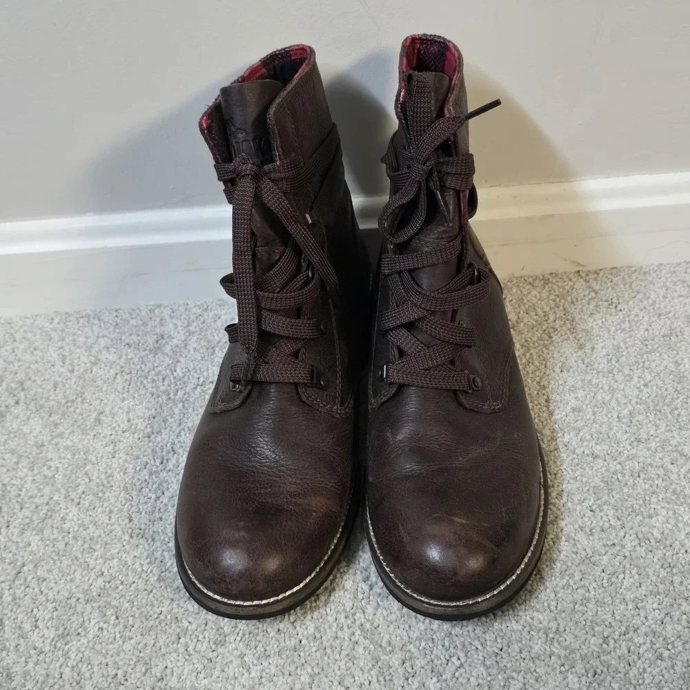 Kodiak Womens Waterproof Leather Lace-Up Boots Brown Plaid Lining Size 9.5 EU 41 - Picture 2 of 8